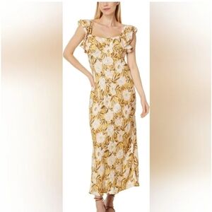 NWT Madewell Angelina Yellow Floral Maxi Dress with Ruffle Sleeves Size 12
